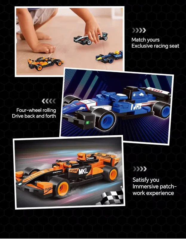 لگو ماشین فرمول یک Maikailun Team C1025-7 در کنار مدل آبی