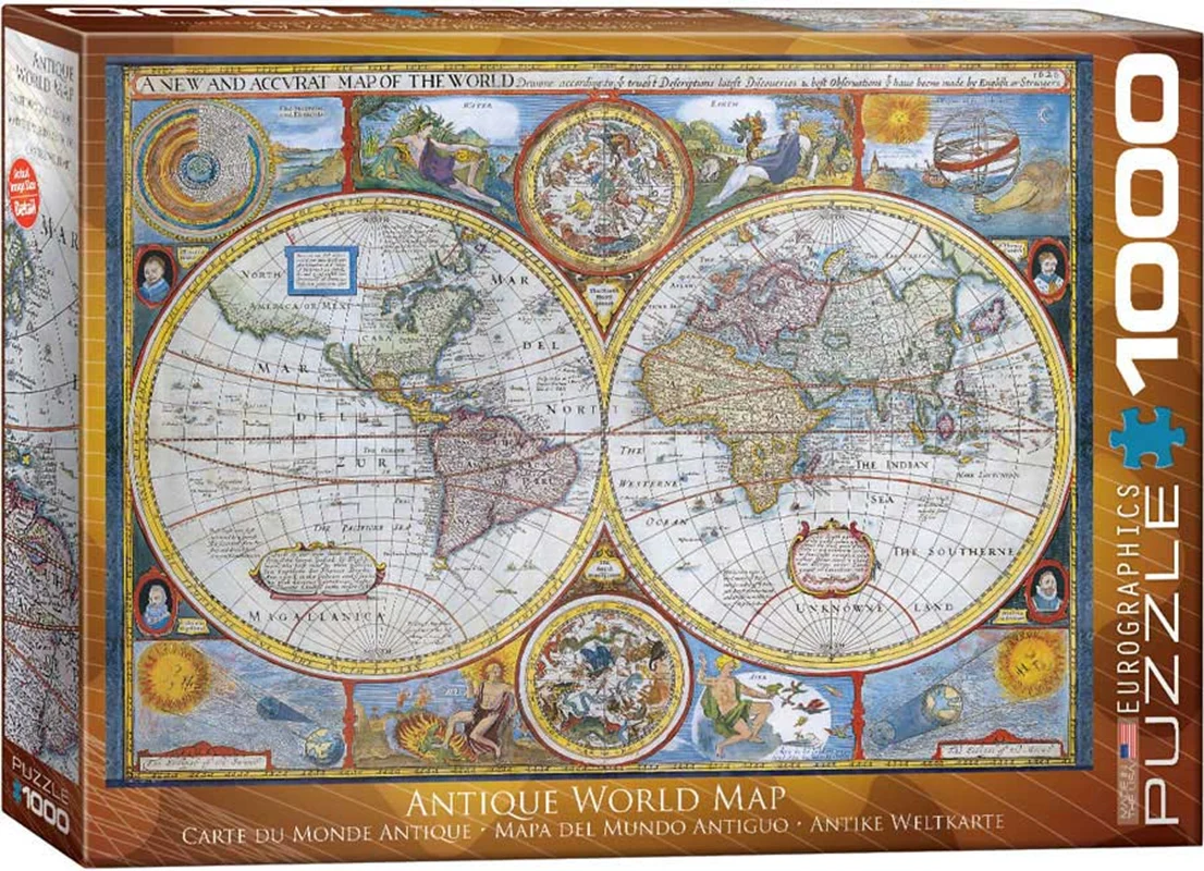 پازل یوروگرافیک 1000 تکه «نقشه عتیقه جهان» Eurographics Puzzle Antique World Map 1000 pieces 6000-2006