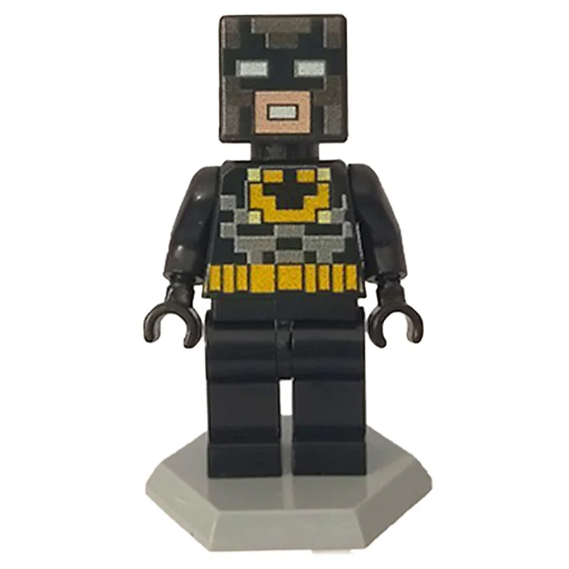 مینی فیگور لگو بتمن ماینکرفتی در نمای جلو با طراحی پیکسلی و جزئیات دقیق