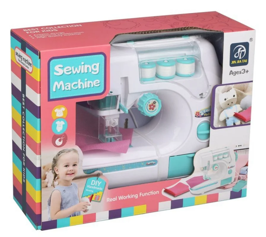 چرخ خیاطی اسباببازی با نور و صدا مدل Jin Jia Tai 7922 در جعبه بستهبندی