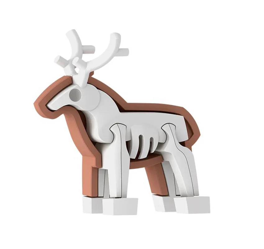 خرید بازی فکری ساختنی 3 بعدی مغناطیسی «ریندیر: گوزن شمالی با تصاویر پازلی»  Halftoys 3D Bone Puzzle Magnet Play Forest Friends Diorama Reindeer HA010