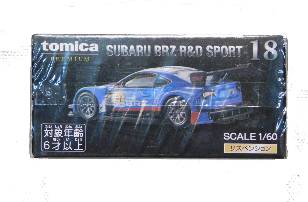روی جعبه ماکت فلزی ماشین 1/60 Takara Tomy Tomica Subaru BRZ R&D Sportماکت تومی تومیکاسوبارو آبی اسپرت