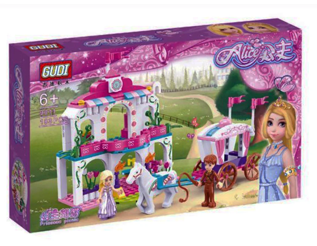 خرید لگوکردش، لگو پیک نیک، لگو کالسگه، لگو اسب، لگو نوکر، لگو ساختمان، لگو آلیس، لگو گودی لگو «پیک نیک پرنسس آلیس» Lego GUDI Alice Princess picnic 9011