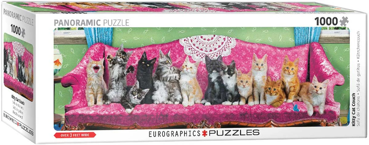 پازل یوروگرافیک 1000 تکه پاناروما «کاناپه بچه گربه» Eurographics Puzzle Kitty Cat Couch 1000 pieces Panorama 6010-5629