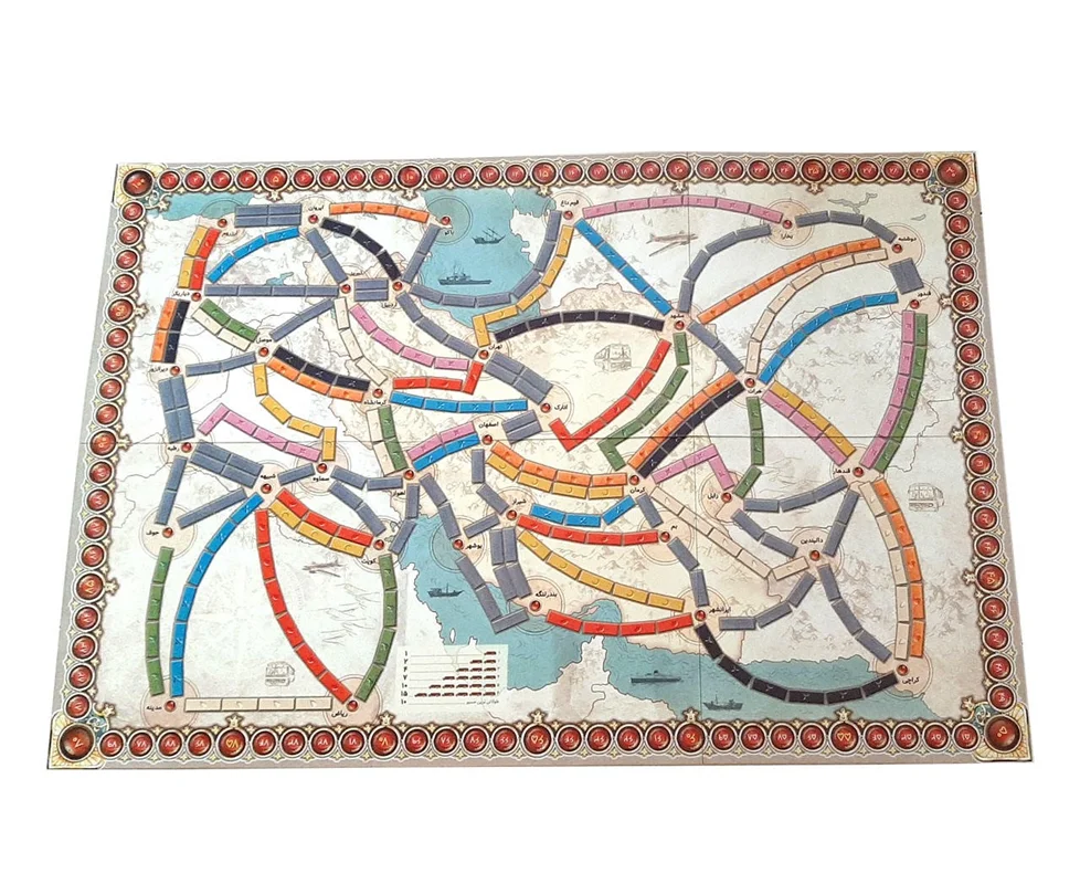 نقشه بازی بردگیم صفحه بازی شاهراه با نقشه ایران و خاورمیانه