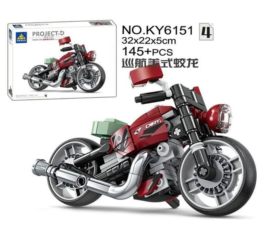 خرید لگو کازی «موتورسیکلت لاکچری دراگون امریکن» لگو  Kazi Blocks Model Team Project-D LUXURY AMERICAN DRAGON KY6151-4