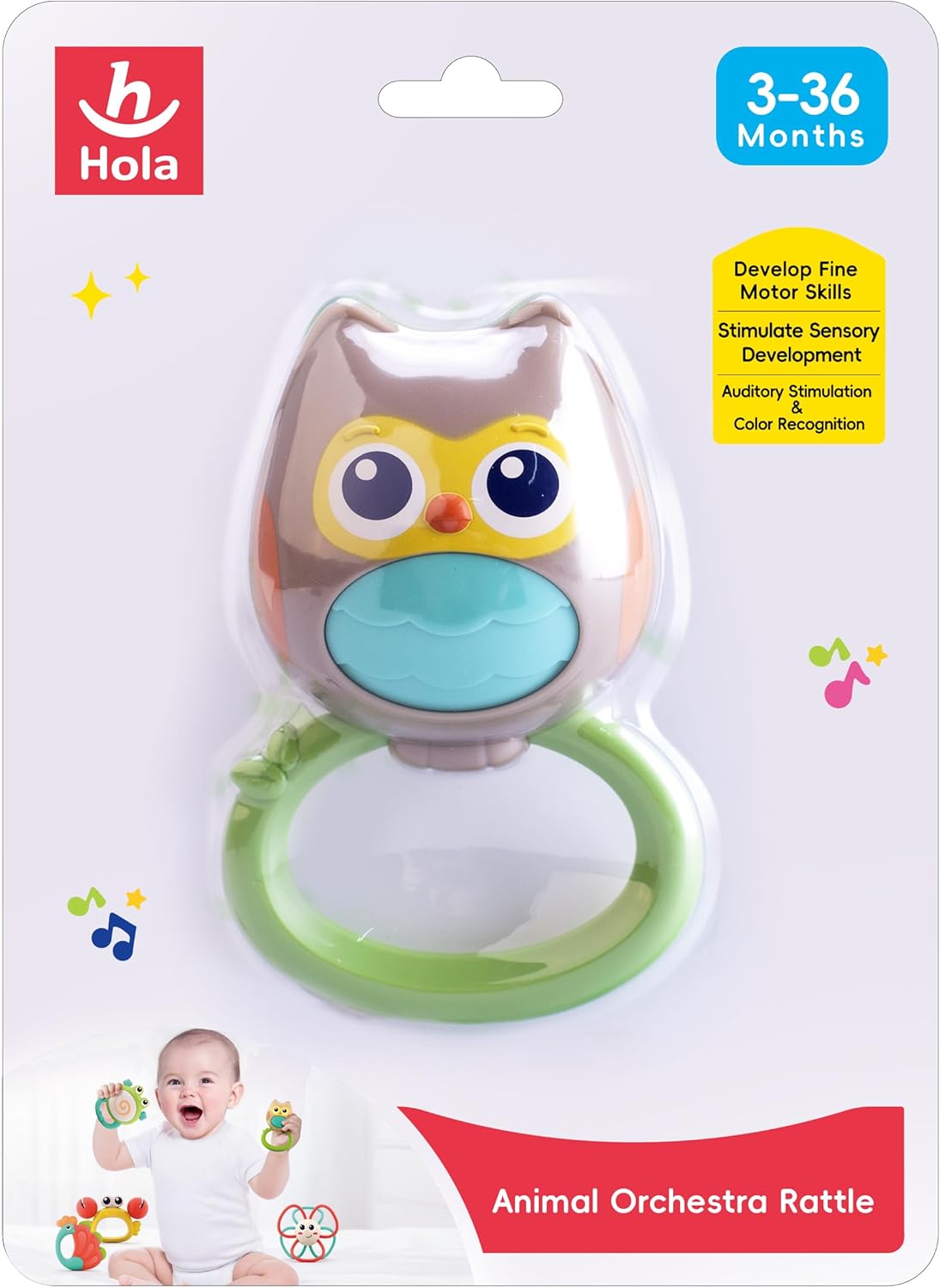 جغجغه طرح جغد هولا تویز Animal Orchestra Owel Rattle E318B-4