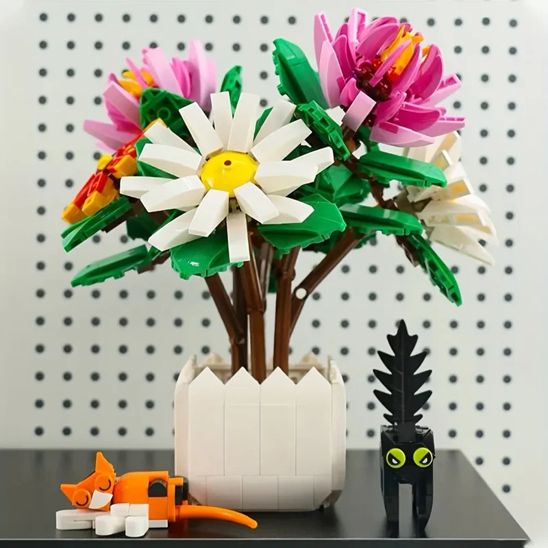 LEGO Chrysanthemum Potted Plant JJ9036 - مجموعه لگو گلدان گل کریسانتموم ساخته شده