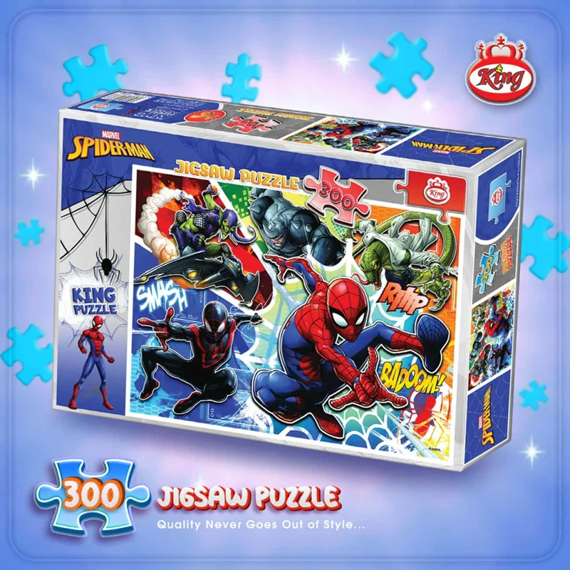 نمای سهبعدی بسته بندی پازل 300 تکه مرد عنکبوتی برند King
