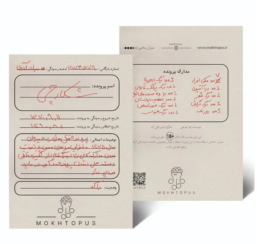 نمای روی جلد  و پشت جلد پرونده بازی فکری شکارچی