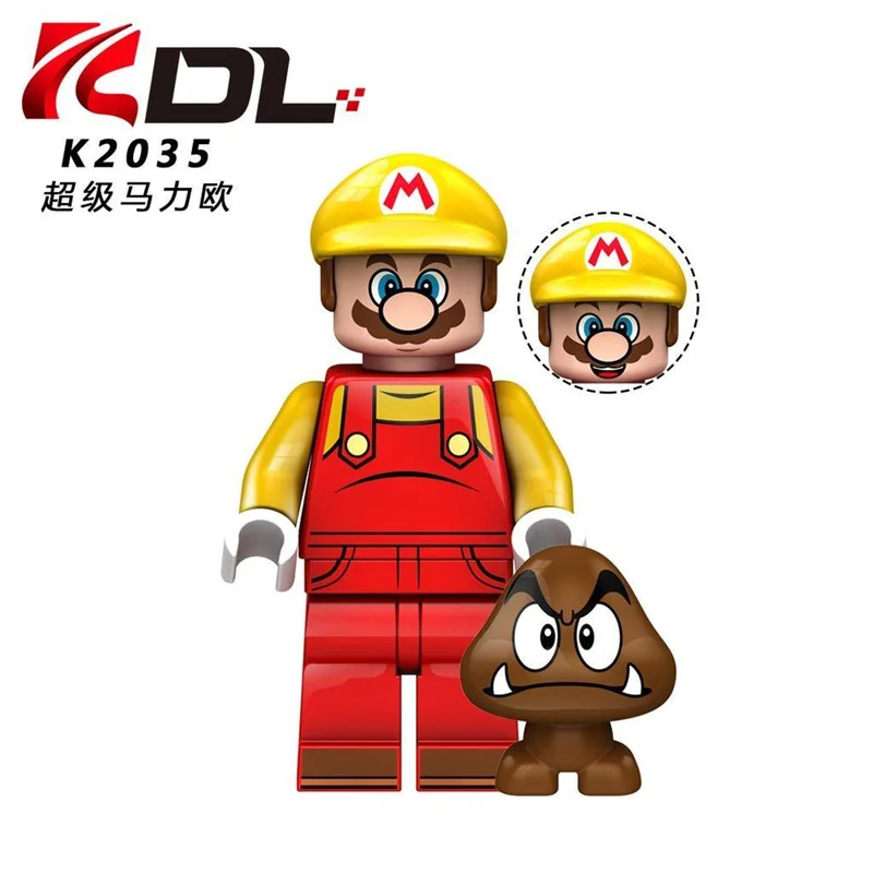خرید آدمک لگویی فله مینی فیگور لگویی لگو «ست 6 تایی سوپر ماریو شامل: ماریو، لویجی، ماریو سازنده، واریو، فایر آتش ماریو، والویجی» KDL Minifigures Mario, Luigi, Builder Mario, Wario, Fire Mario, Waluigi set Of 6 K2035