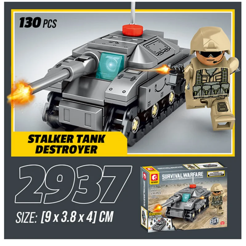 لگو خودرو زرهی نیمه ردیابی، لگو تانک پنتر، لگو تانک تعقیب کننده، لگو هواپیمای جنگنده، لگو برند سمبو بلاک «ست 8 تایی تانک جنگ بقا»  Lego Tank Survival Warfare 2932-2939