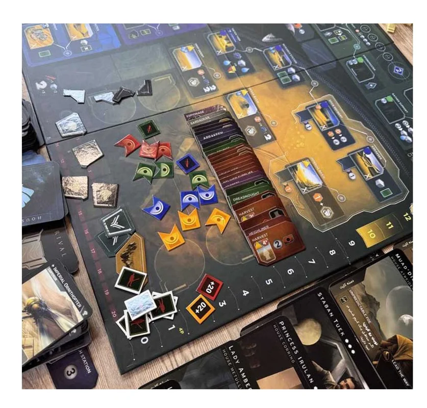 بازی فکری تلماسه دون Dune Imperium Uprising نمایش ترکیب کارت و مهرهها