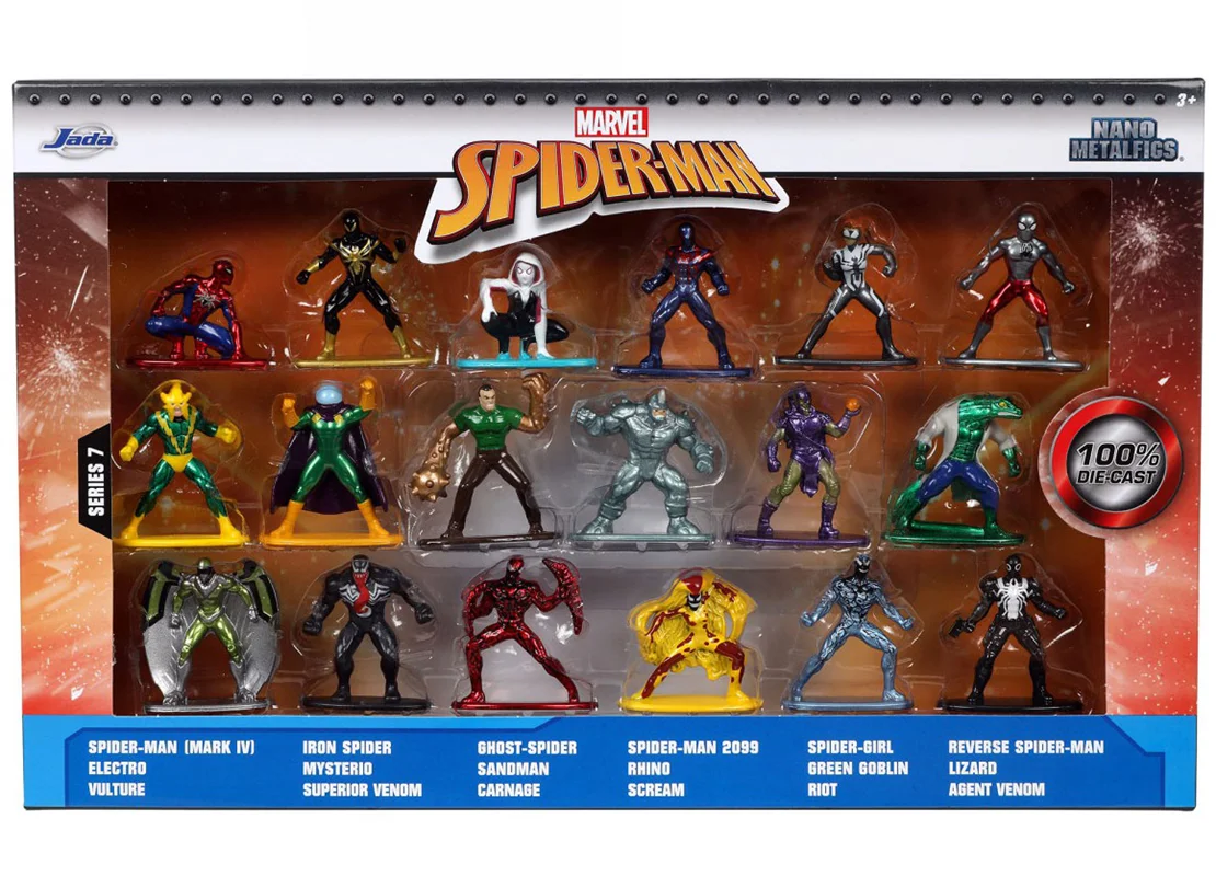 نانو متال فیگور جادا مارول اسپایدرمن «بسته 18 تایی» Marvel Spider Man Nano Metalfigs 18-Pack Figure
