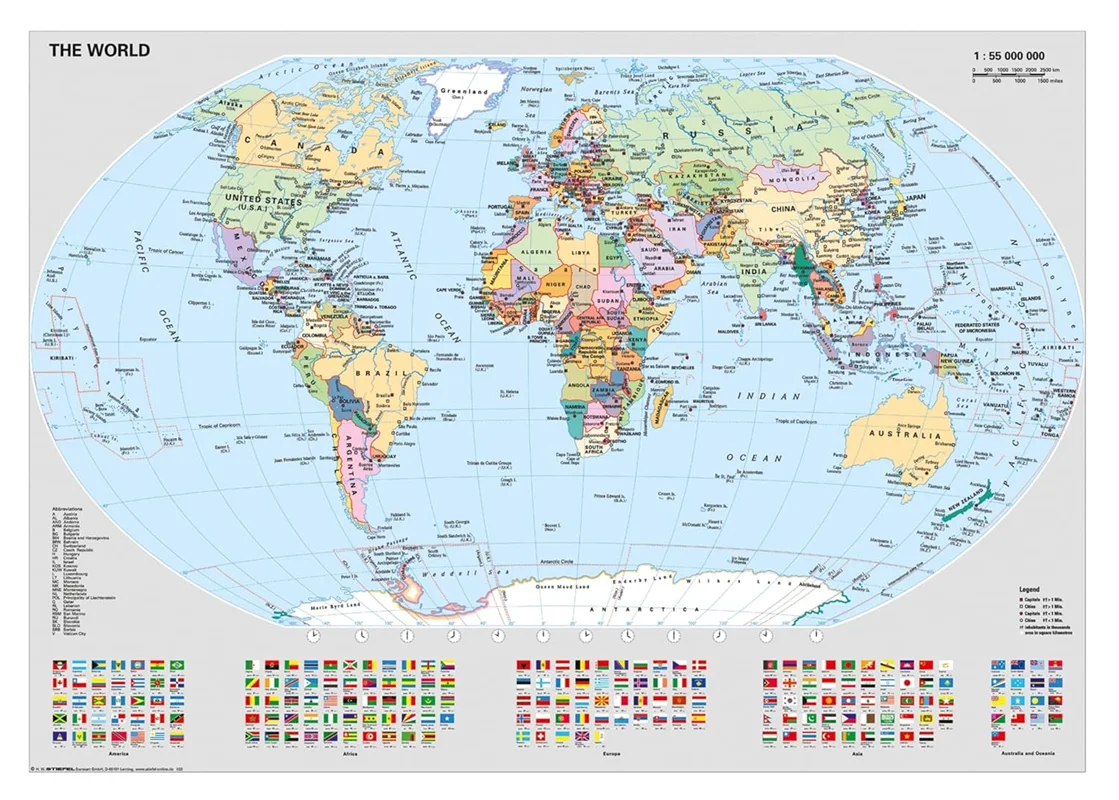 پازل نقشه سیاسی جهان Ravensburger Political World Map نمای تمام صفحه