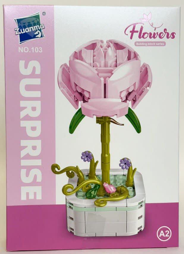 لگو گلدان گل رز پینک روزاسه Rose Pink Rosaceae Flower 103A2