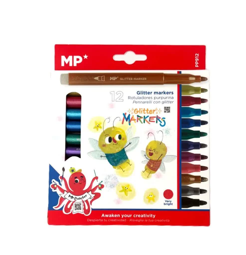 ماژیک نقاشی اکلیلی 12 رنگ Glitter Colouring Markers PP912