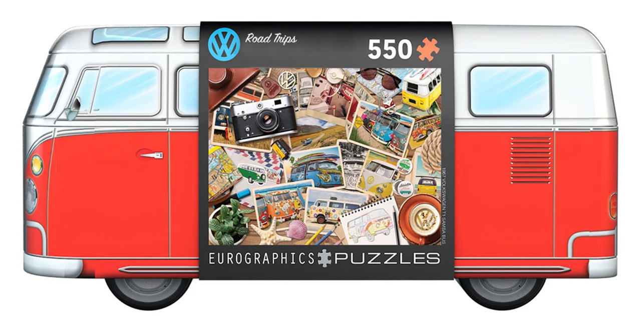 ل یوروگرافیک 550 تکه «سفرهای جاده ای» Eurographics Puzzle VW - Road Trips Shaped Tin 550 pieces 8551-5576
