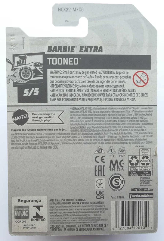 نمای پشت بستهبندی ماشین فلزی هات ویلز باربی اکسترا