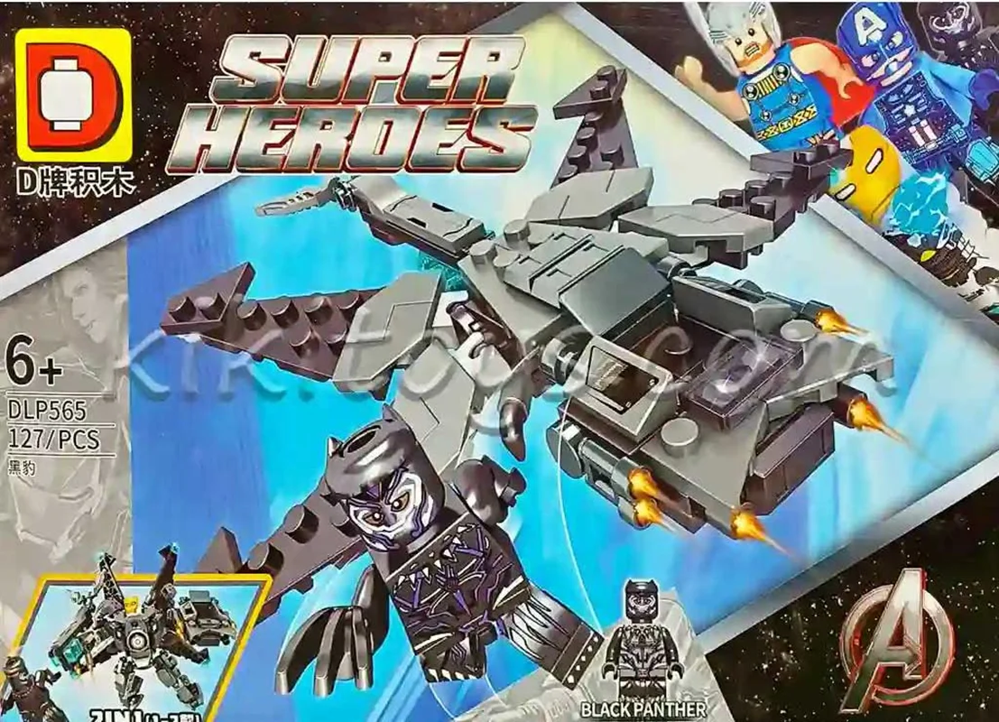 خرید لگو ساختنی دی ال پی «ست 4 تایی قهرمانان اونجرز موتور، سفینه، ربات» DLP Superheroes Minifigures thor, capitan amrica, black panther, iron man  Set Of 4 DLP565
