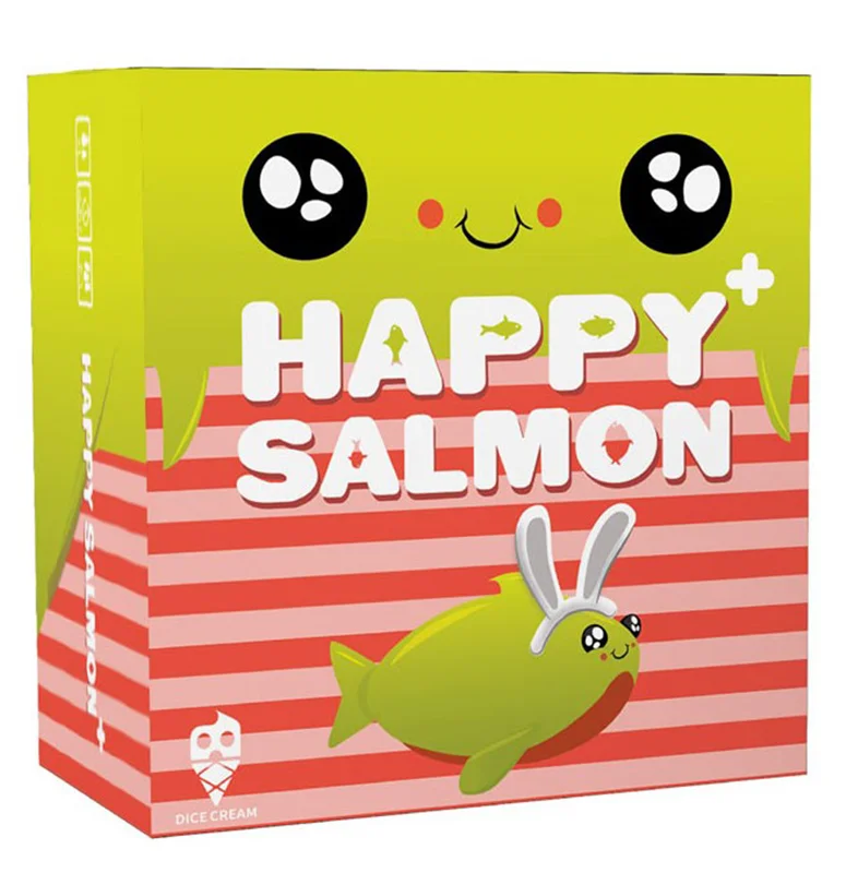نمای سهبعدی جعبه بازی سالمون خوشحال روی میز