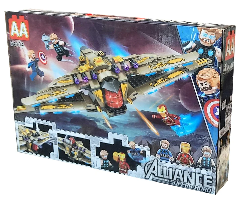 خرید لگو سفینه تانوس لگو قهرمانان، لگو فضا پیم لگو کشتی هوایی، لگو آیرون من، لگو کاپیتان امریکا و لگو ثور، لگو «قهرمانان، فضا پیما، سفینه تانوس»  لگو فراری AA Lego Blocks Alliance Super Horo Zorelith Thanos' ship 66134