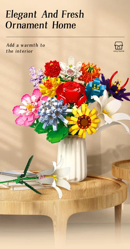 ۴. لگو گلدان گل Flower Clusters انواع گلها به صورت نزدیک (Close-up)