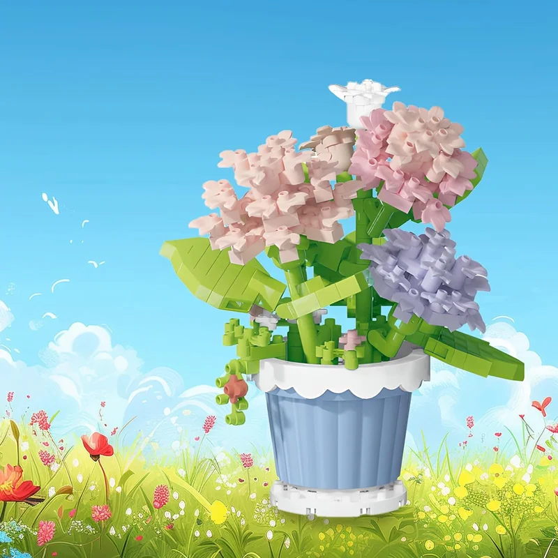 لگو گلدان گل ادریسی Hydrangea 7230 در فضای حیاط خانه