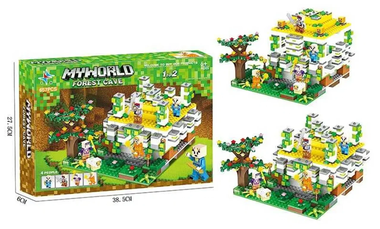 لگو ماینکرافت غار جنگلی MyWorld LX.A308 نمای کامل لگوی ساخته شده