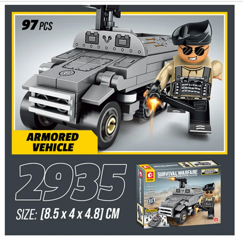 لگو خودرو زرهی نیمه ردیابی، لگو تانک پنتر، لگو تانک تعقیب کننده، لگو هواپیمای جنگنده، لگو برند سمبو بلاک «ست 8 تایی تانک جنگ بقا»  Lego Tank Survival Warfare 2932-2939