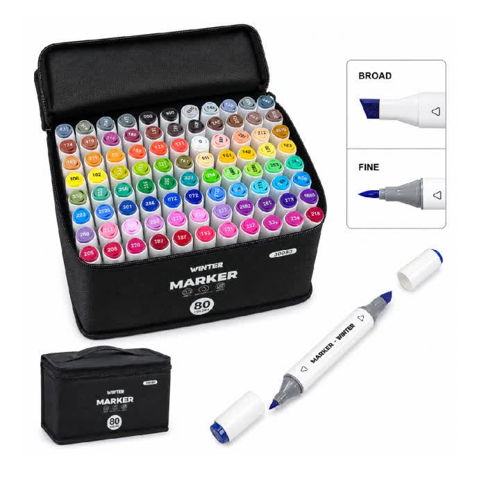 ماژیک وینتر دو سر 80 رنگ Winter Marker 30080