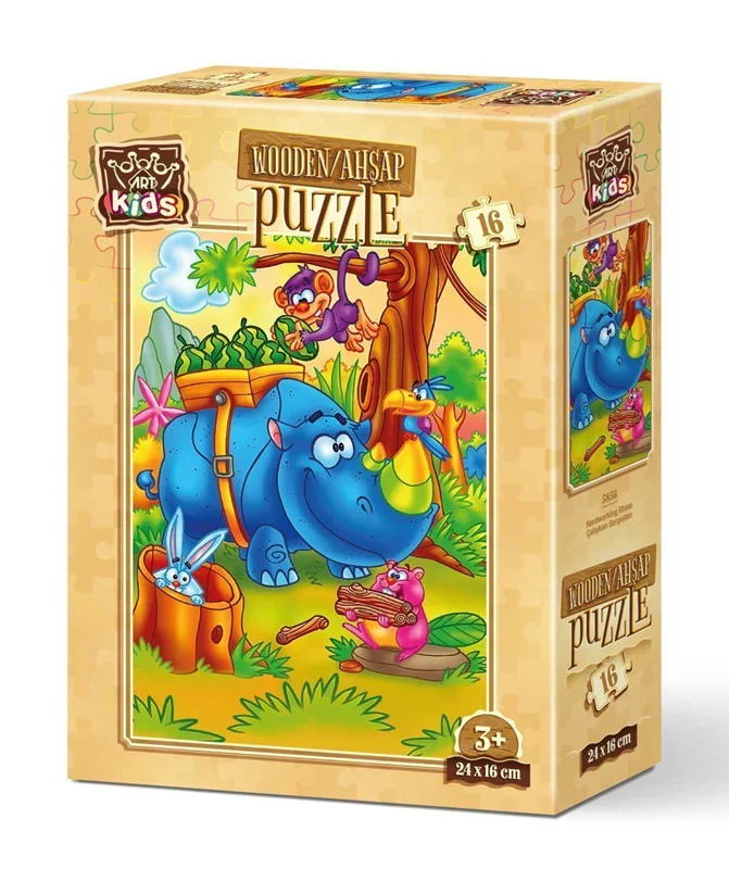 خرید آرت پازل کودکان چوبی 16 تکه «کرگدن سخت کوش»  Heidi Art Puzzle Kids Hardworking Rhino Wooden Puzzle 16 pcs 5856