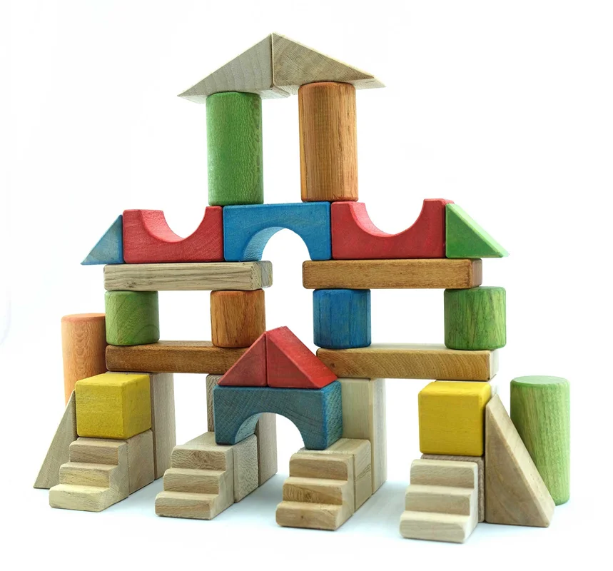 قطعات چیده شده بازی فکری پازل چوبی بلوک های چوبی Wooden Blocks game