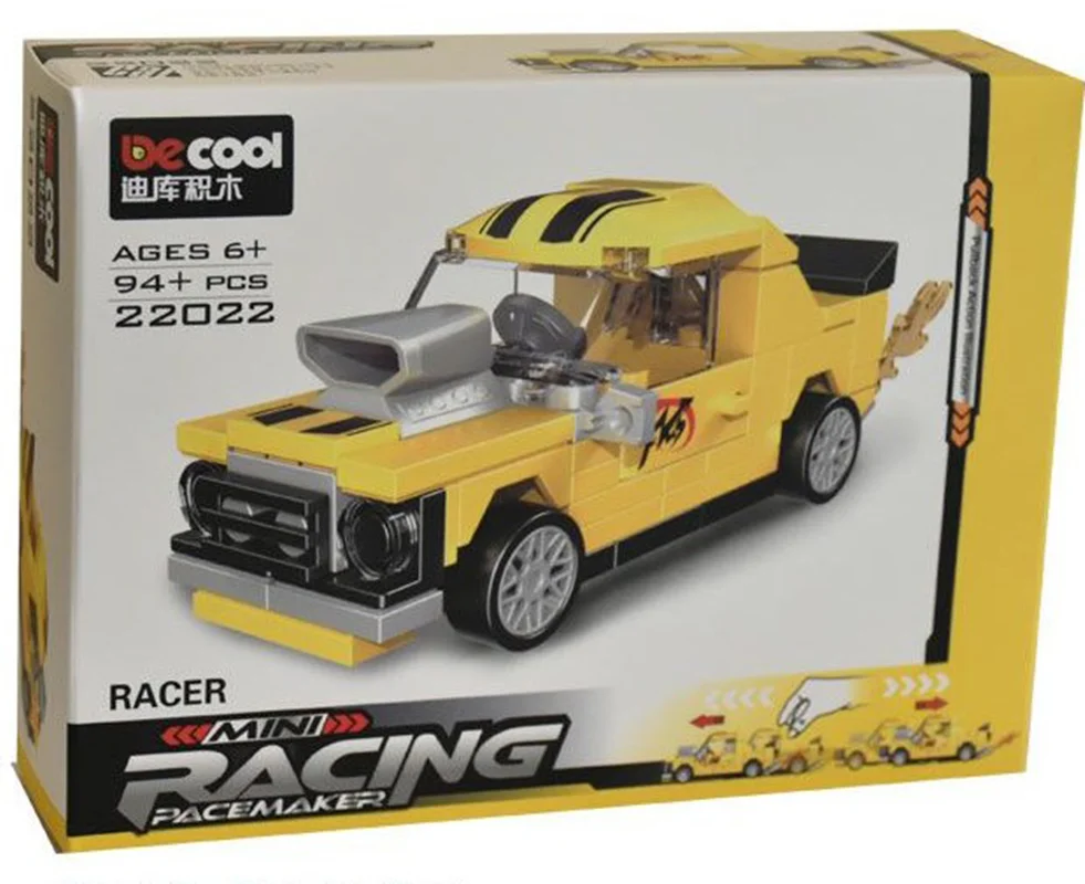 خرید لگو دکول «ست 4 تایی ماشین مسابقه، پلیس و تاکسی» Decool Pull Back Mini Racing , Taxi, Racer, Police Car Lego 22019-22022