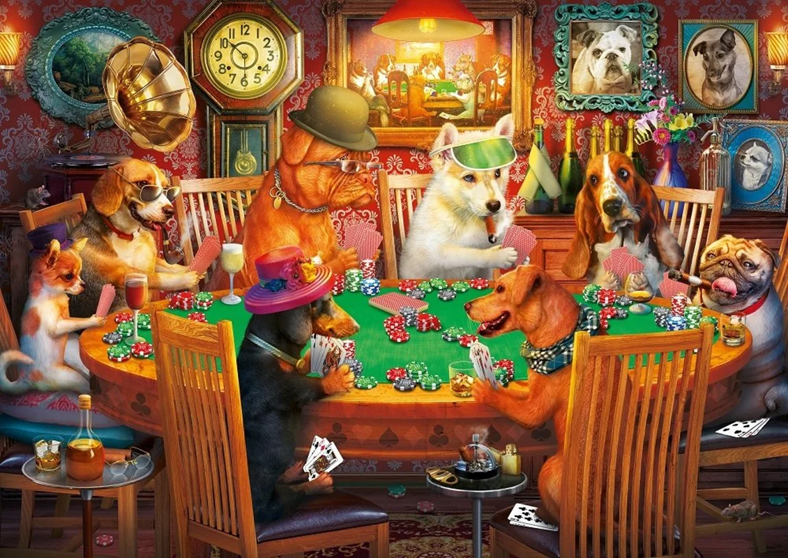 خرید آرت پازل 500 تکه «سگ های در حال بازی» Heidi Art Puzzle The Gambler Dogs 500 pcs 5094