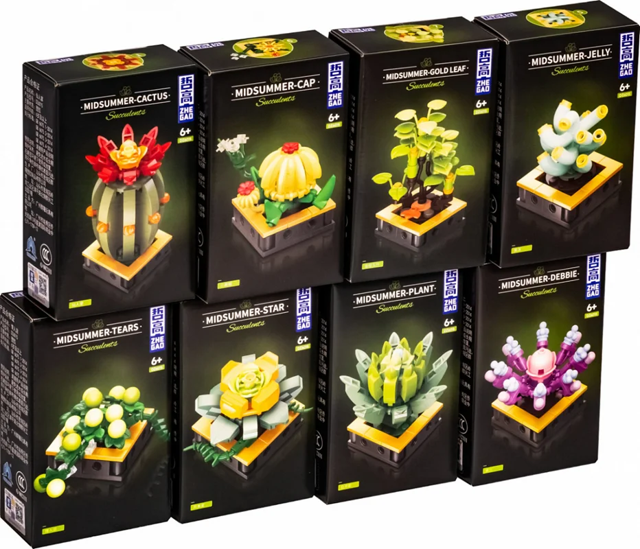 نمای جلوی جعبه ست 8 تایی لگو گل کاکتوس Zhegao مدل DZ6015