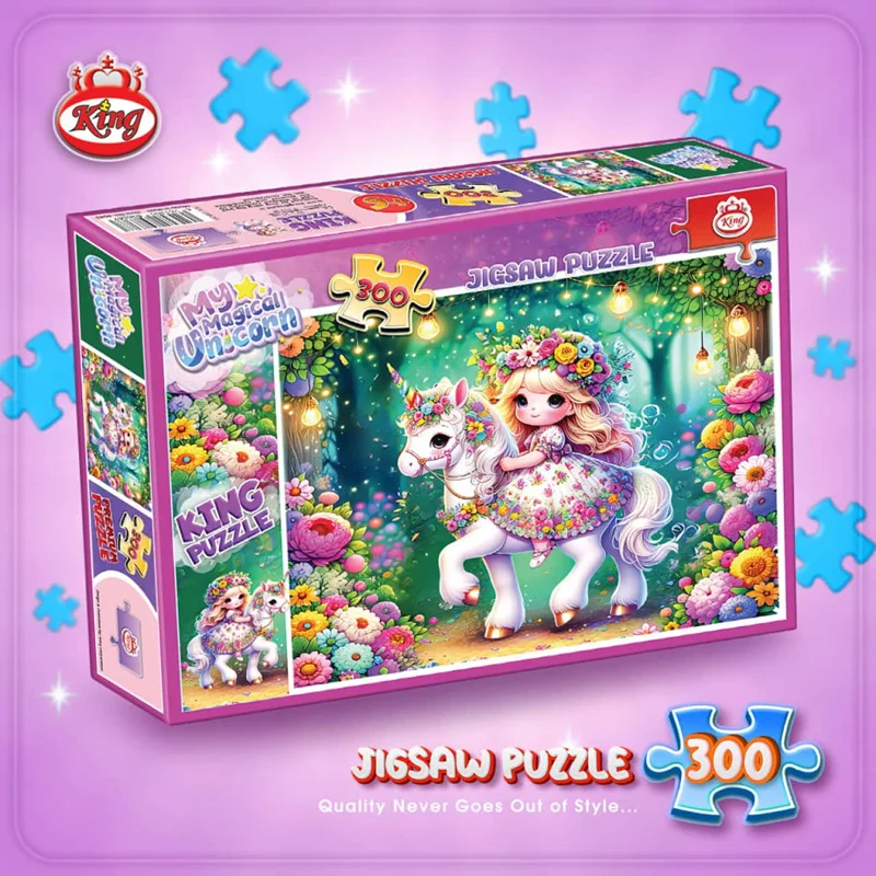 نمای سه بعدی بسته بندی پازل کینگ تک شاخ جادویی من 300 تکه