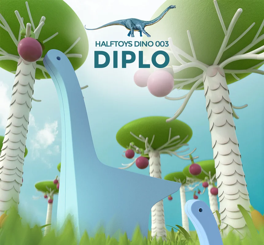 خرید بازی فکری ساختنی دایناسور 3 بعدی مغناطیسی «دایناسور دیپلو با تصاویر پازلی»  Halftoys 3D Bone Puzzle Magnet Play Dino friends Diorama Diplo Dinosaur HD003