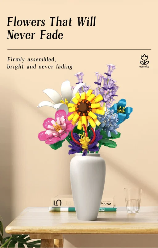 ۱. لگو گلدان گل Flower Clusters مدل ۱۱۰۵۳ ساختهشده نمای جلو