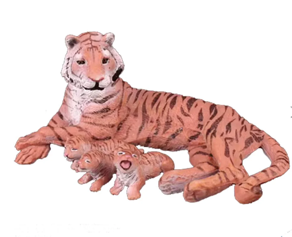 خرید فیگور «ببر به همراه 3 بچه ببر» فیگور مدل حیوانات، مجسمه حیوان، مدل شبیه سازی شده حیوان  Tigress and 3 Baby Tiger Simulation model Animals figure PL127-125
