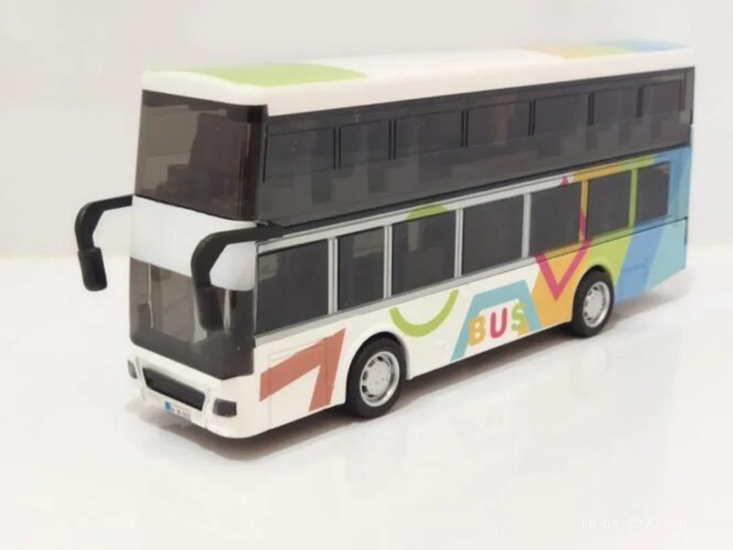 خرید ماشین فلزی یدینگ «اتوبوس دو طبقه کارتونی عقبکش موزیکال، نور و صدا» ماشین فلزی Yeading Toys Cartoon Bus Metal double-decker bus YD631