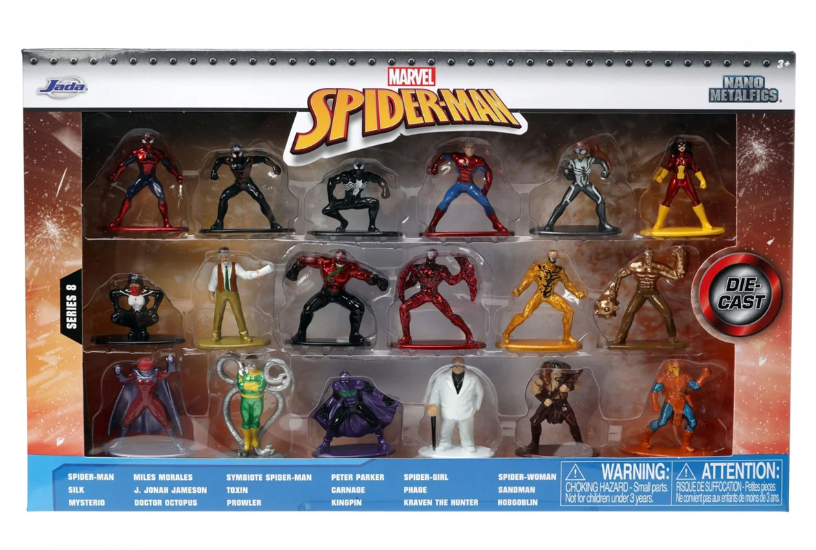 خرید نانو متال فیگور  جادا مارول اسپایدرمن «بسته 18 تایی سری 8» Marvel Spider Man Nano Metalfigs 18-Pack Figure Series 8