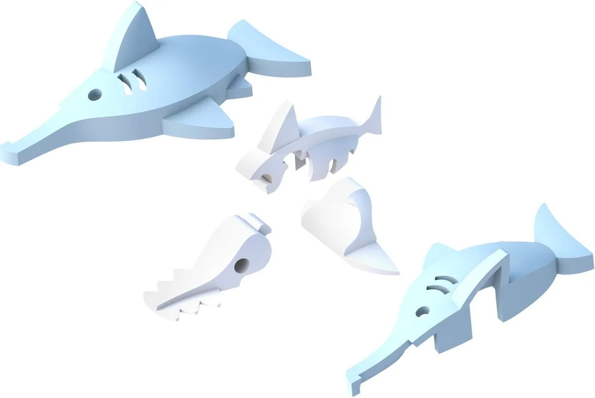 خرید بازی فکری ساختنی دایناسور 3 بعدی مغناطیسی «ساو شارک» Halftoys 3D Bone Puzzle Magnet Play Ocean friends Saw Shark HOS001