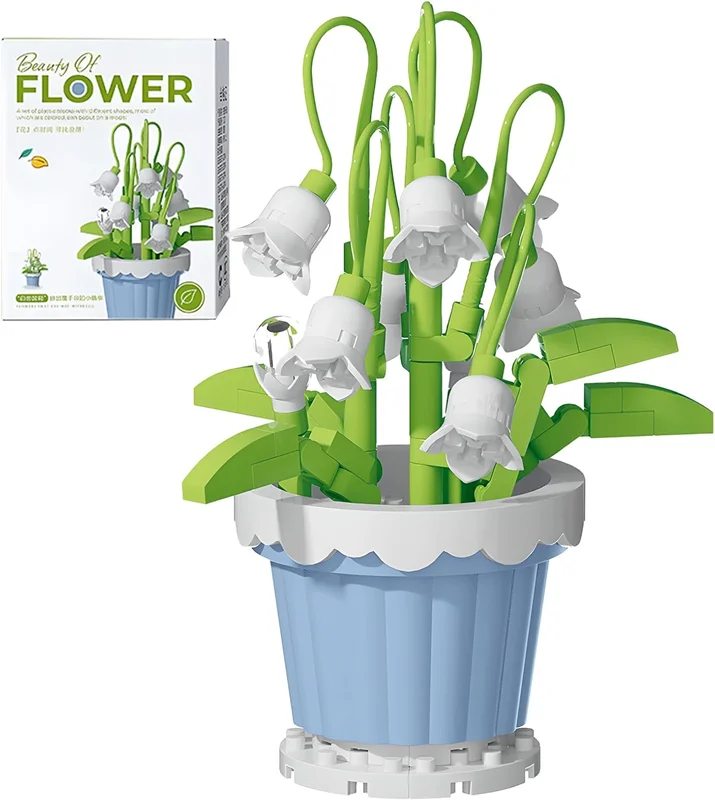 نمای سهبعدی محصول ساختهشده لگو گل زنبق دره Beauty Of Flower Lily Of The Valley 7221 با جعبه