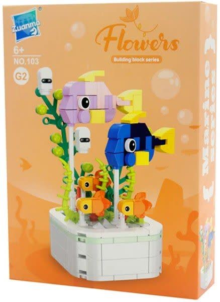 لگو گل و ماهی رگال بلو تانگ Building Block Flowers Regal Blue Tang 103G2