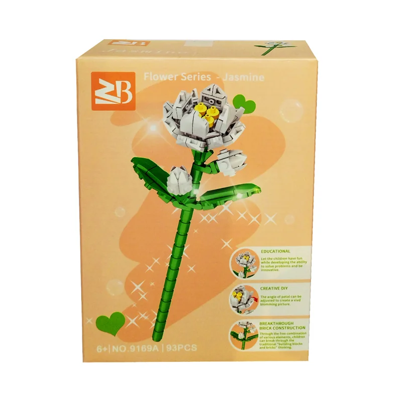 جعبه لگو گل یاس ۹۳ قطعه ZB Flower Series Jasmine در نمای جلو