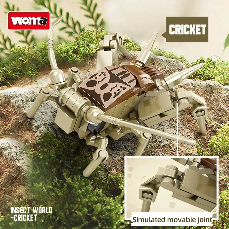 لگو دنیای حشرات Insect World مدل جیرجیرک با مفاصل متحرک روی سطح سبز طبیعی