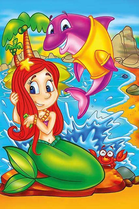 خرید آرت پازل کودکان چوبی 16 تکه «پری دریایی و دوستان»  Heidi Art Puzzle Kids Mermaid and Friends Wooden Puzzle 16 pcs 5858