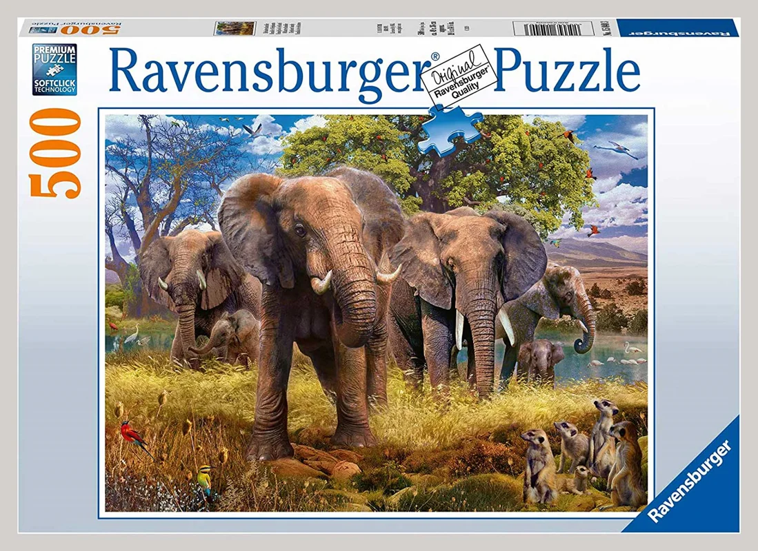 خرید پازل رونزبرگر 500 تکه «فیل ها» Ravensburger Puzzle Elephants 500 pcs 15040