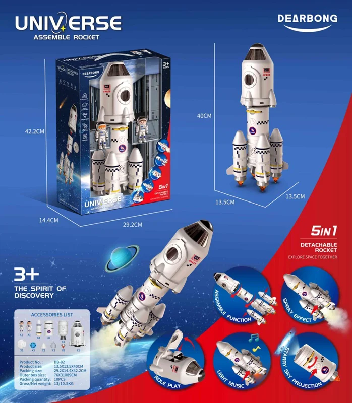 فضاپیمای Dearbong Detachable Rocket 5 in 1 در مقیاس ها و اندازه ها